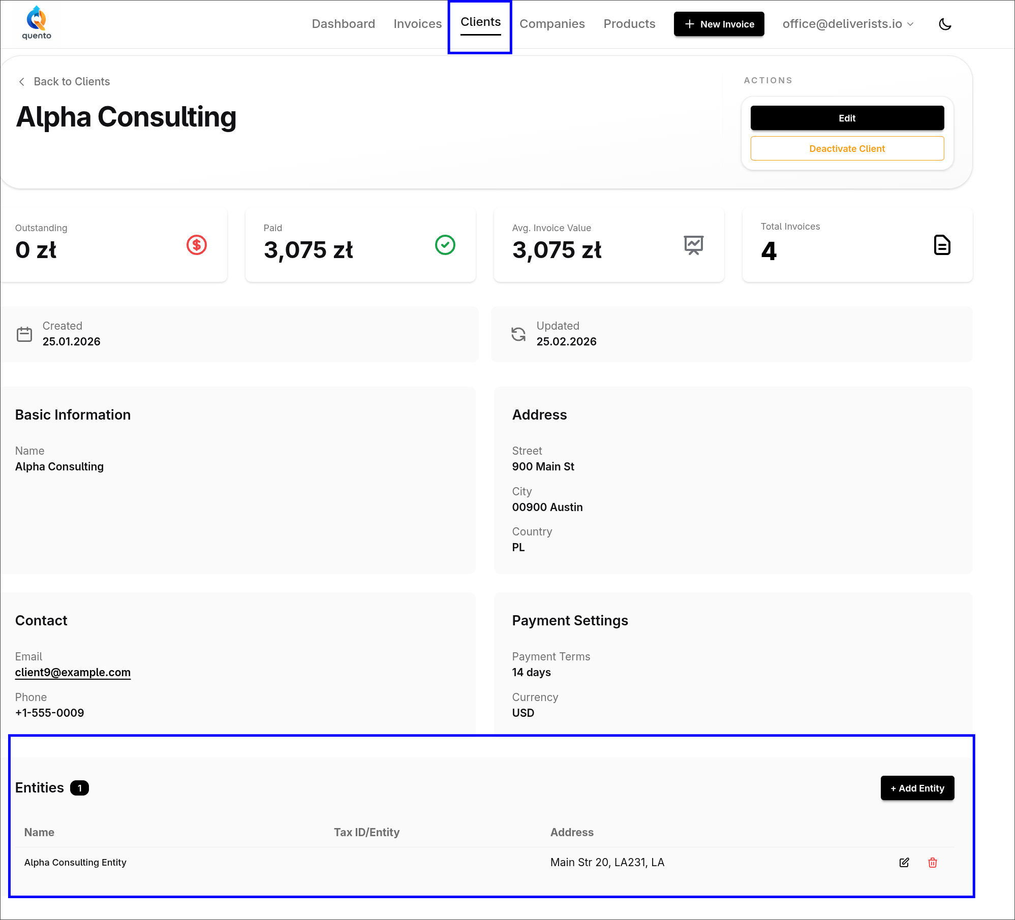 Manage entities directly on the client page